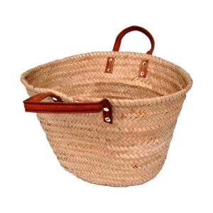 Capazo de 2 asas cortas de cuero