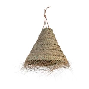 Lámpara cónica calada jareta alta con flecos